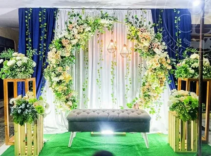 wedding backdrop decoration ideas 2026 with lights and florals